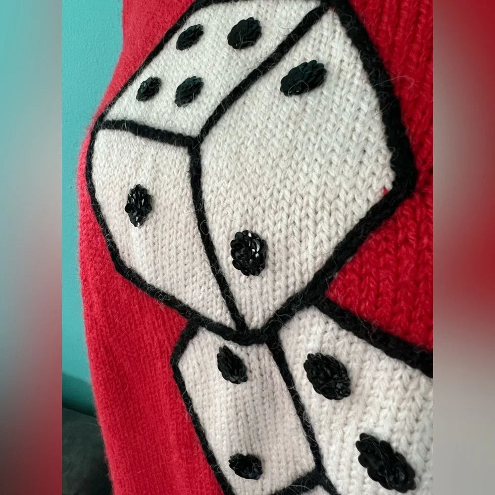 EUC Kate Spade Sweater with Dice Pattern Embellished with Sequins - Picture 2 of 11